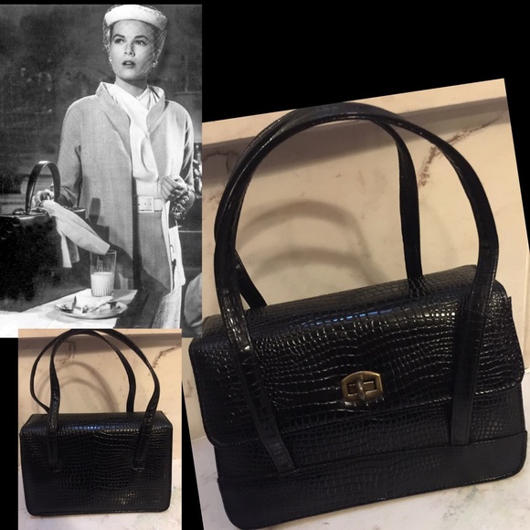 Vintage Handbags - 1950s True Vintage Faux Alligator Box Pinup Bag♥️